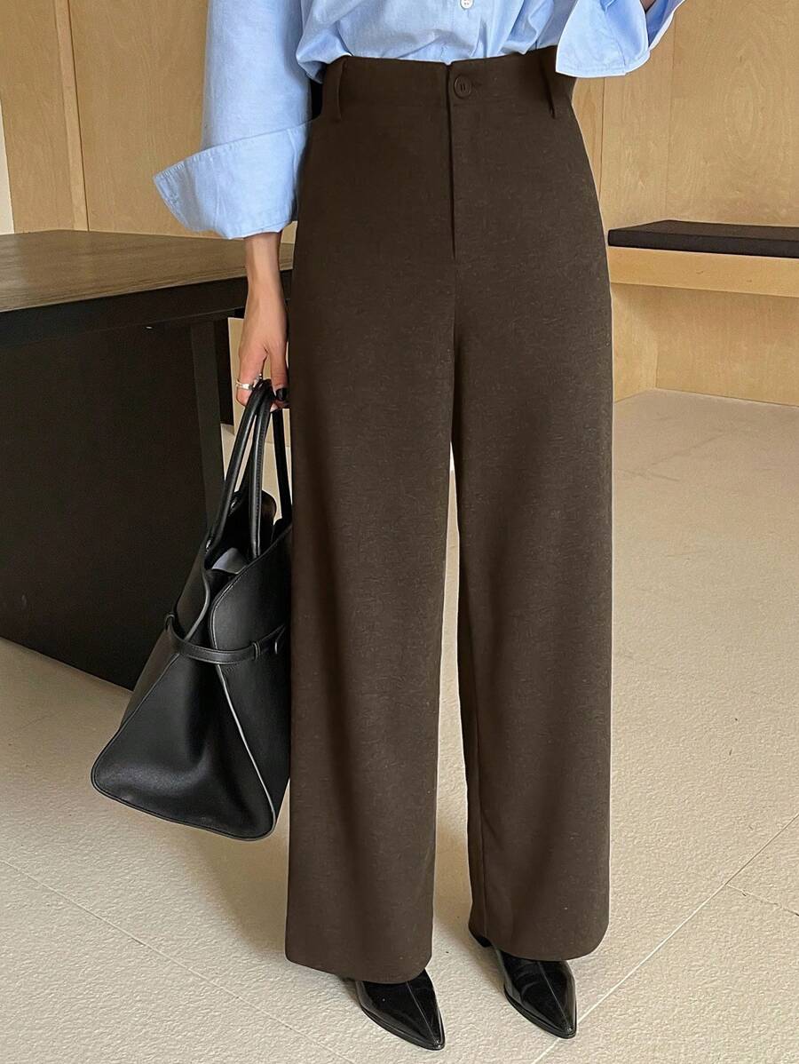 DAZY Pantalones rectos sueltos y casuales para mujer, unicolor, para primavera y verano