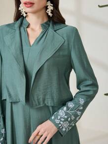 Al Najma Women's Long Sleeve Jacket & Dress 2 Pieces Set, Minimalist Style
