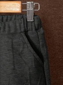 SHEIN 2pcs/Set Tween Boy Tween Letter Print Crew Neck Tank Top And Shorts Set - Dark Grey - View 3