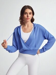 Women Plain Color Long Sleeve Minimalist Hoodie Sweatshirt, Casual Daily Wear