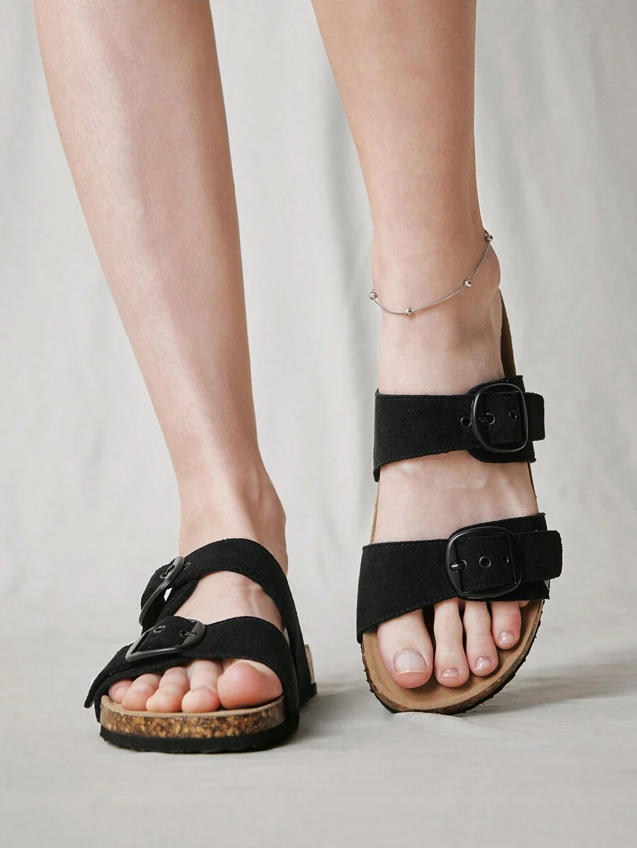 Solecia Women Flat Sandals, Simple Fashion Casual Daily Wear Spring Shoes Spring Break Easter - Black - View 1