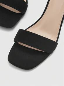 CUCCOO BIZCHIC Women's Fashionable Comfortable Square Toe Thick Heel Solid Color Strap Versatile High Heel Sandals - Black - View 7