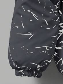 RueChic Men Graphic Patter Regular Padded Coat - Dark Grey - View 4