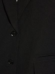 AiiRZ Professional Oversized Blazer With Striped Cuff Detail Business Casual Office Wear Classic Tailored Single-Breasted Suit Jacket Work Professional Spring Fall Outerwear - Black - View 3