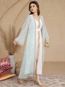 2pcs Set: Floral Print Jacket And Dress For Teen Girls - Multicolor - View 5