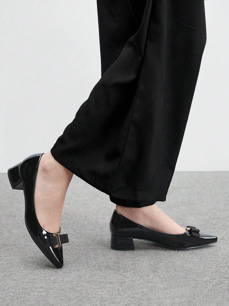 CUCCOO BIZCHIC Black Chunky Heel Backless High Heels For Women, Office/Commuting Wear Spring Shoes Spring Break Easter For Christmas Spring Shoes