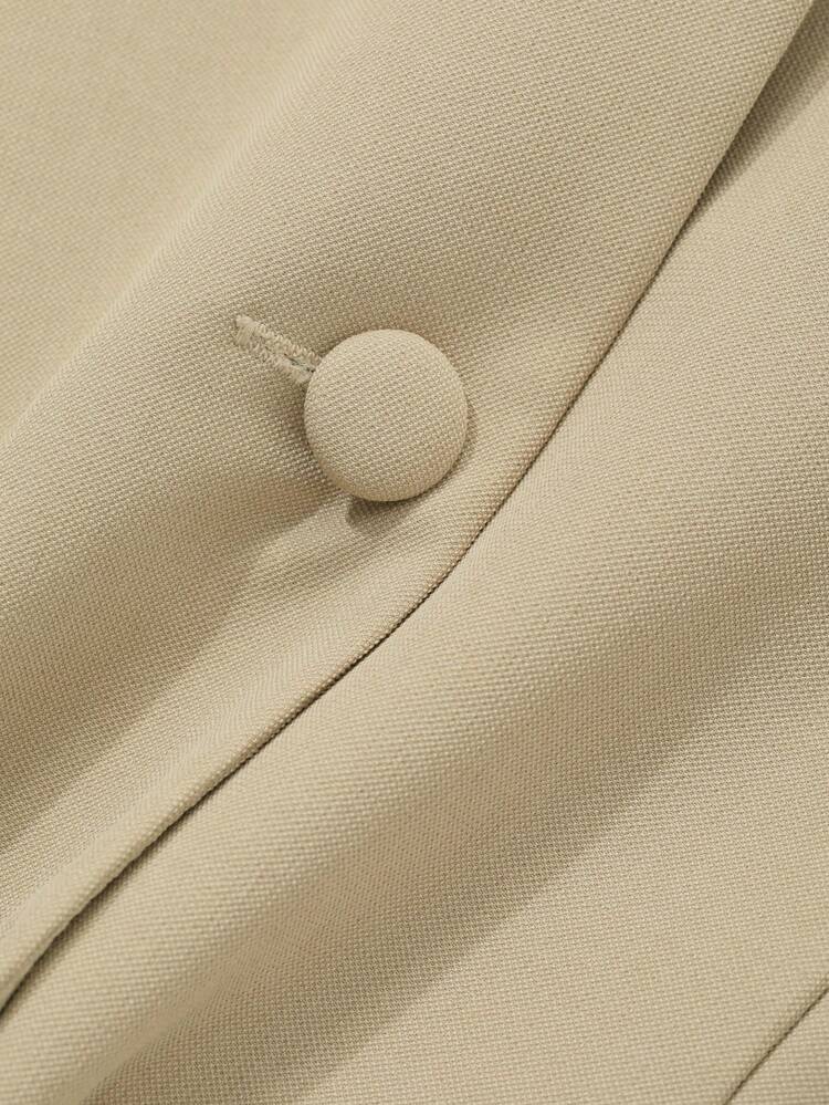 Women's 2 Pieces Set: Casual Oblique Collar Crop Top With Large Pockets & Straight Leg Loose Pants, Business Casual Old Money Style Work Women Clothes