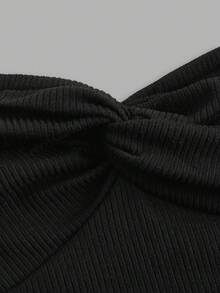 SHEIN MOD Women's 2 Packs Twist Front Ribbed Knit Strapless Tube Top Set, Black And White, Off The Shoulder Top Suitable For Going Out - Multicolor - View 7