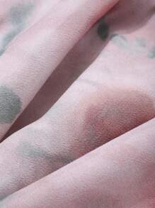 DAZY 女式花卉印花 V 领收腰连衣裙，粉色，假日和度假海滩，春秋季挤奶女工连衣裙长袖连衣裙