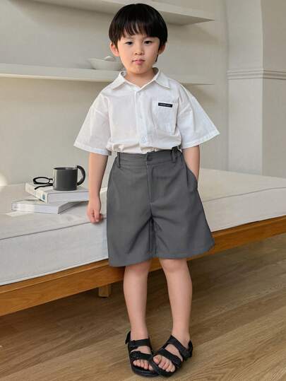 DAZY 2pcs/Set Young Boy Casual Short Sleeve Shirt & Shorts Set