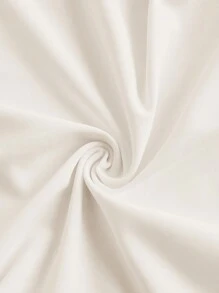 SHEIN EZwear 女士纯色长袖修身短款上衣，休闲日常穿着 - 米色 - 查看 4