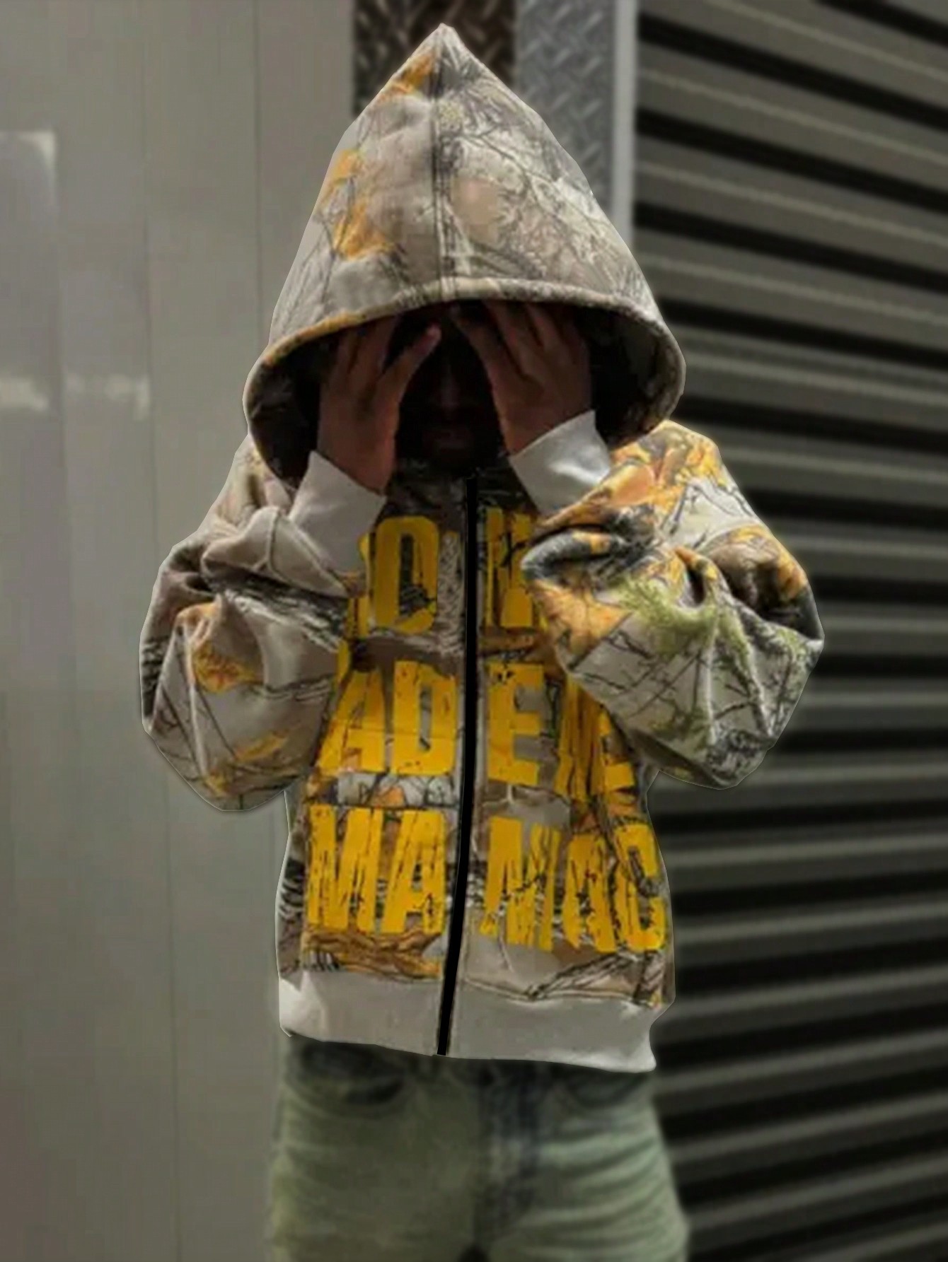 Manfinity Dauomo Men's Front Zip Closure Long Sleeve Letter Printed Casual Hoodie Sweatshirt