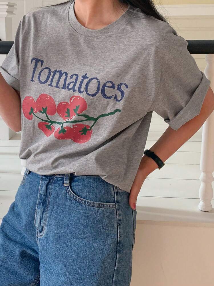 Women's Pattern Print Round Neck Short Sleeve Casual Loose T-Shirt Cute Tops Easter