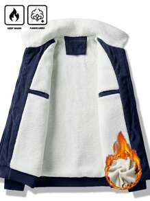 Manfinity Homme Men's Solid Color Splicing Front Zipper Pocket Minimalist Long Sleeve Jacket - Royal Blue - View 4