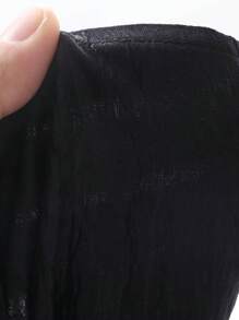 FRIFUL Blusa casual de mujer con cuello cuadrado, detalle de volantes y mangas cortas, top de muñeca lindo - Negro - Ver 3