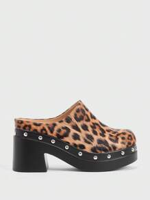 Sugerpunk Women's Black Back Strap Wooden Clogs Platform Slingback Shoes Spring Shoes - Brown - View 1