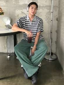 DAZY Men's Green Stripe Decorated Track Pants, All Season - Green - View 6