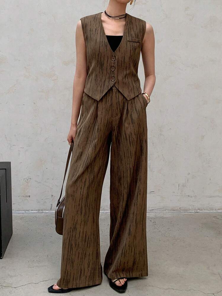 2pcs/Set Women Vest And Pants Suit, Casual And Stylish For Everyday Wear