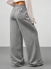 Coolane Women's Spring/Summer Vintage Going Out Ruffle Waistband New Style Grey Plaid Wide Grey Leg Pants - Grey - View 2