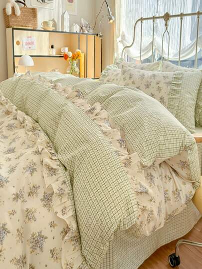 小碎花床上用品套装，清新舒适，适合家居、秋季装饰、秋季装饰、房间装饰