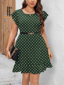 SHEIN Clasi 大码女式圆领全印花短款休闲连衣裙（夏季）