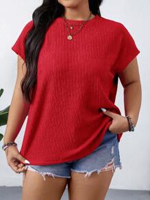 SHEIN LUNE Áo cánh dơi tay cánh dơi màu đỏ trơn cỡ lớn mùa hè, trang phục miền Tây, lễ hội Boho Hippie phong cách cowgirl phong cách Bohemian cổ điển - Đỏ - Xem 6