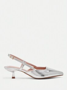 CUCCOO CURVES Extra Wide Toe Box High Heel Pointy Toe Pumps, Elegant Back Strap Sandals For All Seasons - Beige - View 3