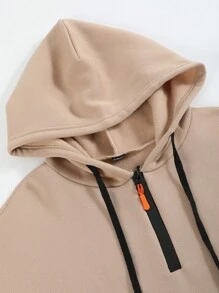 Manfinity Homme 男士纯色长袖连帽运动衫，带口袋，休闲日常穿着