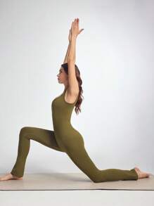 Eassivo Eassivo Nahtloser High-Stretch Sport Yoga Jumpsuit für Damen - Armeegrün - Übersicht 1