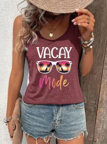 INAWLY 女士休闲简约背心，日常穿着 - 紅木色 - 查看 3