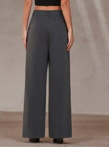 Aveloria Rosie Gray Wide-Leg Loose Pants, Classic Minimalist Design High-End Commuting Casual Trousers, Slimming - Grey - View 5