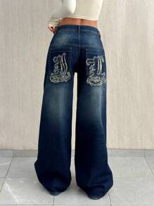 EURMUSE LOW RISE LOOSE FIT STREET STYLE JEAN - Medium Wash - View 1