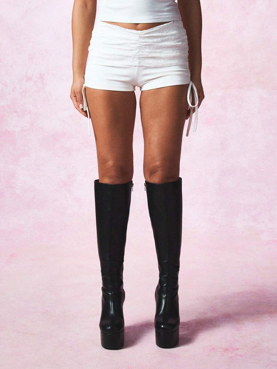SUMWON WOMEN High Waisted Ruched Shorts Yoga Dance Booty Festival ...