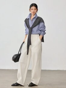 DAZY Versatile Business Casual Knit Cardigan, Women Poncho - Grey - View 2