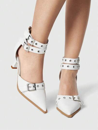 Women's Gothic Style Buckle Strap High Heel Sandals, New Summer Leather Upper High Heels