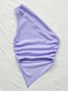 Soleia Blusa asimmetrica con spalla asimmetrica e orlo asimmetrico, adatta alle vacanze estive delle donne