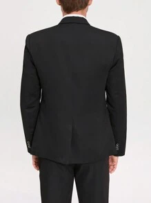 Manfinity Mode Men Front Button Closure Long Sleeve Pocket Minimalist Shirt And Pants Suit Set - Black - View 2