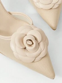 MOTF PREMIUM WOMEN'S ELEGANT STEREO FLORAL POINTED TOE HIGH HEELS, SPRING SHOES, SPRING BREAK EASTER PROM HEELS - Apricot - View 6