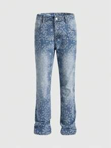 ROMWE MEN Street Life Jeans de mezclilla casuales con botones delanteros y bolsillo simple para hombres