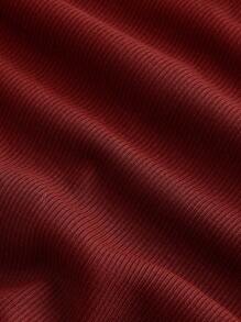 SHEIN MOD Vestido con mangas acampanadas rojo vino con corte entallado y acampanado para mujer talla grande - Burdeos - Ver 4