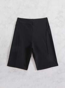 SHEIN Swim Bottom de traje de baño deportivo con cierre delantero de unicolor para mujer, estilo Festival Boho, para vacaciones de playa de verano