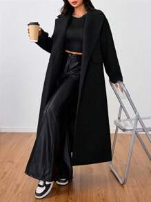 SHEIN Unity Casual Collared Long Overcoat Fall Winter Cloth For Women