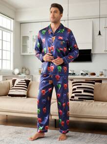 CoupledUp Men's Christmas Color Loungewear Pajama Set - Multicolor - View 4