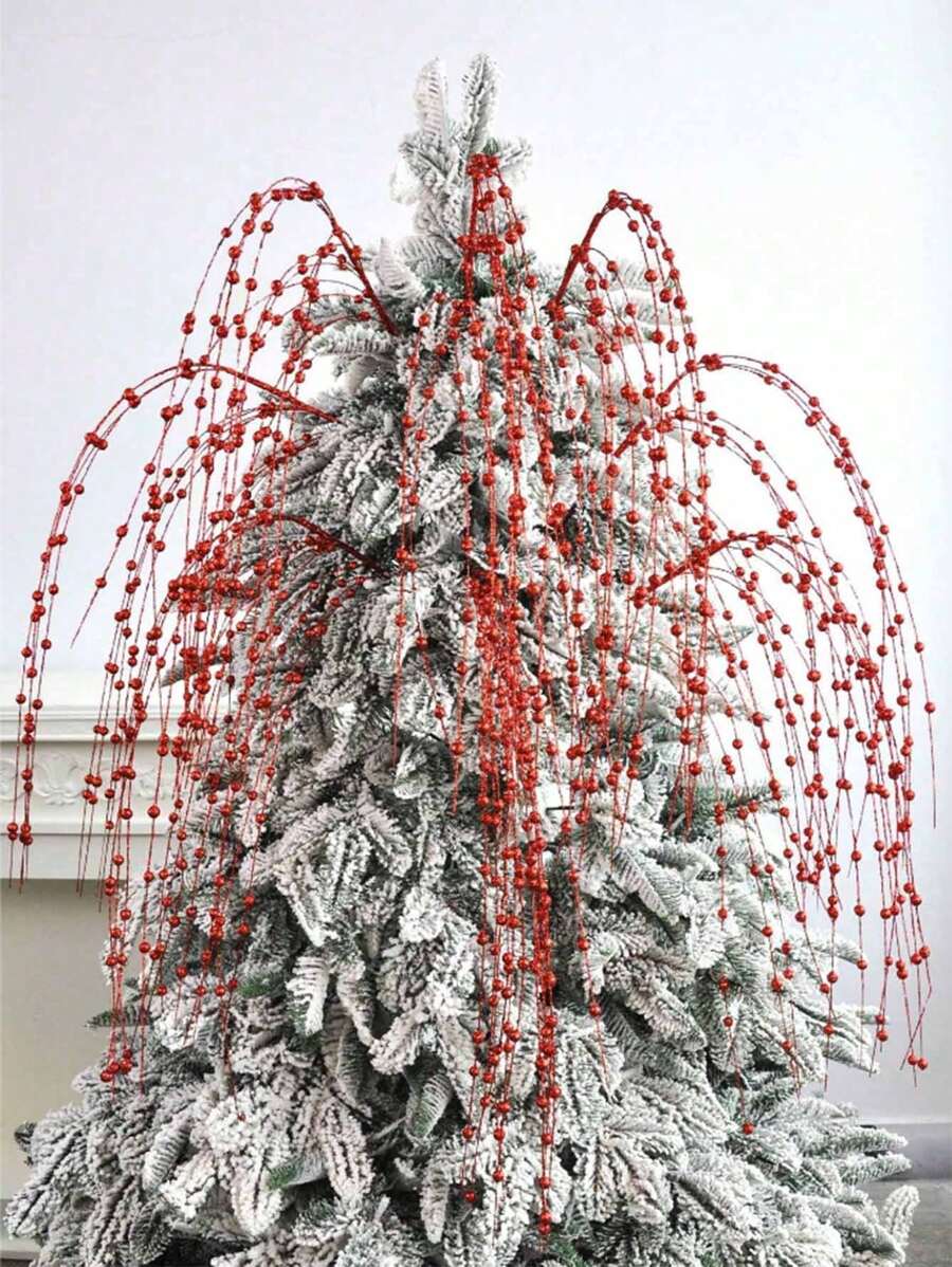 Juego de 4 piezas/8 piezas Rama de árbol artificial con baya brillante para decoración de hogar, chimenea, boda y manualidades - Multicolor - Ver 1