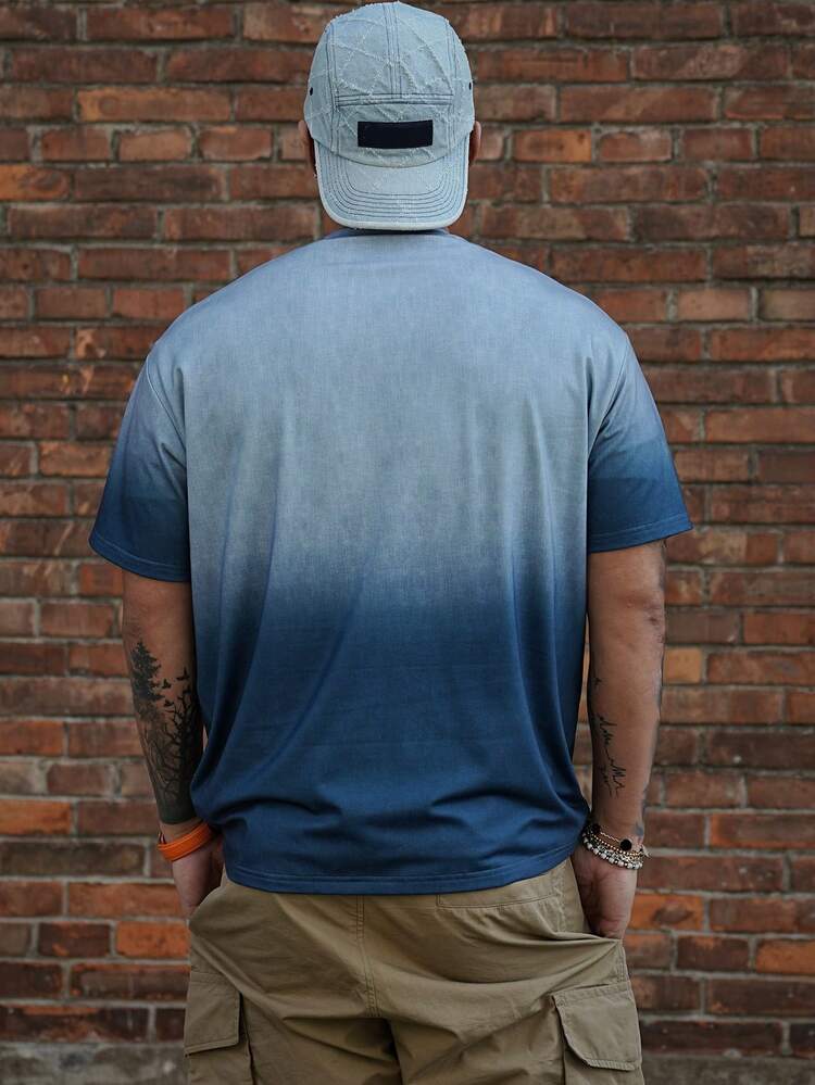 Gradient Blue Men's T-Shirt, Casual Minimalist Design For Everyday Wear, Summer