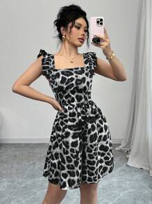 Chiquease Váy ngắn thường ngày họa tiết da báo buộc lưng cho nữ, họa tiết ngẫu nhiên - Nhiều màu - Xem 4