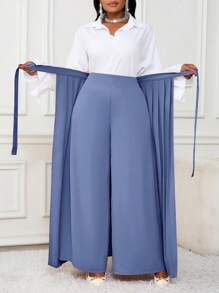 SHEIN Lady Spring And Summer Autumn And Winter Elegant Champagne Woven Pleated Long Plus Size Pants Fall Women Clothes Winter Clothes For Women