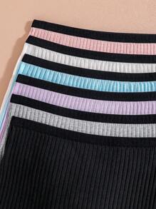 6pcs/Pack Teen Girl Simple Solid Color Brief Panties