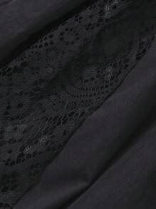 FRIFUL 女式宽松长款蕾丝拼接吊带裙，中长款太阳裙 - 黑色 - 查看 8