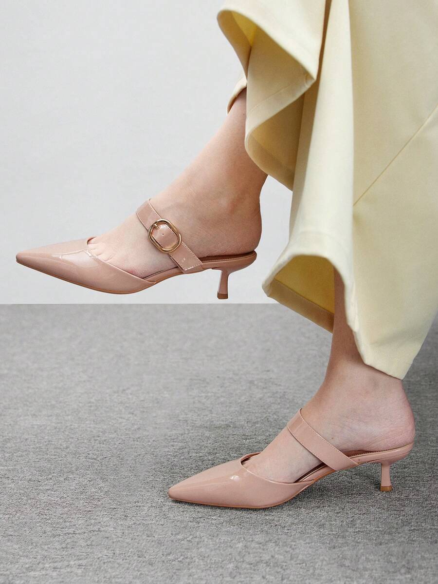 CUCCOO BIZCHIC 勃艮第尖头舒适平底鞋，适合通勤、约会、聚会、度假 - 杏色 - 查看 1